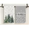 WANAIR 2 Pezzi Strofinacci Cucina Natalizi, Asciugamani Cucina Canovacci Tovagliette Natalizie Decorazione Natalizia Invernali, Decorazioni per Tavola Interna Oggetti Natale per Casa, Bianco Grigio 41x63 cm