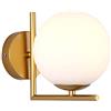 ZTTECH Applique da parete a sfera in vetro bianco, globo in vetro bianco con lampada da parete a base dorata per comodino (Oro)