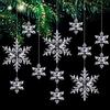Kiiwah 25 Pezzi Fiocchi di Neve in Cristallo Acrilico Trasparente, Ornamenti per Albero di Natale con Linea, Appendi alla Porta, il Camino o la Finestra