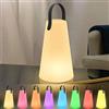 GGII Lampada da Tavolo Senza Fili 8 Colori RGB LED Dimmerabile Luce, Caricatore USB, Portatile Lampada da Tavolo Ricaricabile Impermeabile IP44 per Giardino, Campeggio, Ristoranti, Camera da Letto