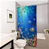 goodbath Tenda da doccia stretta larga 90 cm, motivo oceano sottomarino tropicale, in tessuto impermeabile, antimuffa, per vasca da bagno, 90 x 180 cm, blu brillante