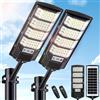 SENDALE 400W Lampione Solare Led Esterno 2 pezzi,IP66 Impermeabile Faretto Stradale con Sensore di Movimento,6500K Lampioni da Giardino Esterno Solari per Garage Strada