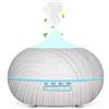WD&CD Diffusore di Aromi 300ML Diffusore di Oli Essenziali Senz'acqua Spegnimento Automatico / 7 Luci Colorate / 3 Impostazione Timer/Silenzioso - Venatura del Legno Bianco