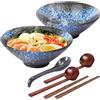 BBWELL Set Ciotola Ramen in Ceramica 2×1000ML 34oz Ciotola di Pasta Giapponesi,7 Pezzi Ciotole Giapponesi per Ramen per Spaghetti Zuppa di Insalata Snack Bowl Regali per Uomini Donne di Casa