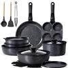 GiPP Set di pentole GiPP con manico rimovibile, set di padelle da 21 pezzi con rivestimento antiaderente in ceramica, pentole a induzione, resistenti al forno, adatte a tutti i tipi di fornelli