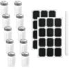 Rieoany Saliere per pepe, set di 10 mini sale pepe, 50 ml, sale in vetro trasparente con etichette e pennarello, piccolo barattolo per spezie, per cucina, tavolo o ristorazione