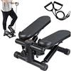 BAKAJI Stepper Allenamento Fitness Cardio Gambe Pancia Fianchi con Display LCD Calorie Tempo e Manubri Elastici Allenamneto Braccia Spalle Struttura in Acciaio Inox Pedali Antiscivolo (Nero)