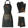 MasterChef Set di Strofinacci Cucina, Grembiule et Guanti Cucina, 100% Cotone, Motivo a Righe Multicolore, Lavabile in Lavatrice, Resistente al Calore, Logo Ricamato