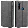 HualuBro Cover per Motorola Moto G8 Power, Flip Cover a Libro in Retro PU Pelle Magnetica Antiurto Case Portafoglio Custodia per Motorola Moto G8 Power Cover (Nero)