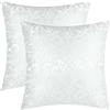 CaliTime - Confezione da 2 federe per cuscini per divano, per la decorazione della casa, stile vintage damascato floreale brillante e contrasto opaco 45 x 45 cm, bianco
