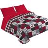 Tata Home Trapunta Invernale Matrimoniale 260x260 cm Imbottita 300 gr/mq Piumone Letto 2 piazze Caldo Pesante Tirolese Alpino Made in Italy MOD. Mountain 2 Rosso e Blu
