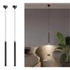 Generico Lampada a Sospensione, 2 Pezzi Lampada a Sospensione Comodino Camera da Letto, Lampadario a Sospensione Cilindro Nero Moderne Regolabile In Altezza, Bianco Caldo, 50cm diametro 32mm , altezza 250cm