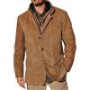Vhersily 2025 Giacche Vintage in Pelle Scamosciata da Uomo, Blazer Doppio Strato con Collo, Lunghezza Media, per Autunno e Inverno, Giaccone Invernale Trench Coat Outwear, per Lavoro, Arrampicata