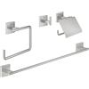 GROHE QUICKFIX Start Cube, Set Accessori 4-in-1, Cromo, Installazione a vite o con colla, Super Steel, 41115DC0
