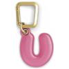 UNTAGS - Charm Lettera U - Materiale Effetto Pelle - Ciondolo per Smartphone, Portachiavi con Moschettone in Metallo Colore Oro Incluso - Rosa