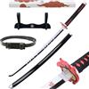 Hashiman Katana Demon - Vera Manga Sciabola + Porta Spada di Legno + Cintura - Catana Giapponese Decorazione Cosplay Giocattolo per Bambini Adulti Gioco Costumi (Tanjiro Kamado V2)