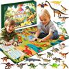SenZjx Calendario dell'Avvento 2025, calendario dell'avvento con dinosauri, regalo per bambini, sorpresa di Natale, 24 dinosauri unici con fatti educativi, gioco di dadi per famiglie con mappa di fuga