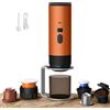 Kouamor 3 in 1 Macchina da Caffè Multi Capsule, Caffettiera Portatile, Caffettiere Espresso Capsule E Caffè Macinato, Macchina per Espresso Elettrico, 15 Bar, Per Ufficio Viaggi Campeggio Casa (arancione+