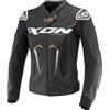 IXON Giacca moto in pelle da donna IXON Vortex 3 nero-bianco-oro, XS
