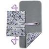 hauck Change N Walk, Fiori Grigio - Borsa Porta Pannollini con Fasciatoio Portatile e Pieghevole - Organizer da Appendere al Passeggino, Ideale per il Viaggio, Lavabile
