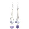 ThurColas Orecchini pendenti con perle naturali di calcedonio lavanda 10 mm e 6 mm, lunghezza 75 mm, ganci in acciaio inox, gioielli artigianali eleganti in ottone argentato
