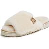Dearfoams Womens Fireside Cairns Shearling Easy On/Off Slide Sandal Slipper, Grey, 10 US