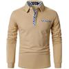 AIOIDI Polo da Uomo Adulto Maniche Lunghe Top in Cotone T-Shirt Golf Blu M