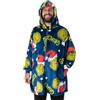 The Grinch Felpa con cappuccio indossabile per adulti | Pullover con cappuccio in pile con zip per adulti in blu con stampa del personaggio Grinch | Abbigliamento da casa foderato in sherpa con tasche