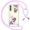 Yoedge Cover con Cordino per Samsung Galaxy A25 5G 6,5, Trasparente Aesthetic Disegni Fiori Custodia con Collana Tracolla Laccio, Sottile TPU Silicone + PC Antiurto Protettiva Case per Samsung A25,12