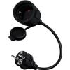 HuaLiSiJi Cavo di Prolunga Schuko 16A 250V Prolunga Schuko Impermeabile con Contatto di Protezione Cavo prolunga IP44 per Esterno o Interno, Casa, Ufficio (Nero, 1.5 m)