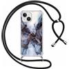 Yoedge Cover con Cordino per iPhone 14/iPhone 13 6,1,Custodia Trasparente Aesthetic Disegni Marble, Donne Ragazze Morbido TPU Silicone PC Antiurto Protettiva Case con Collana Tracolla Laccio Collo,02