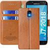FMPCUON Custodia a libro per Samsung Galaxy J7 2018, in pelle PU di alta qualità, con portafoglio di protezione magnetica, colore: Marrone