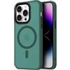Mixroom - Cover Custodia Bumper Opaco per iPhone 13 PRO Compatibile con MagSafe Accessori Cerchio Magnetico Integrato Retro Semitrasparente Bordo Morbido in TPU Silicone Verde Scuro