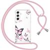 Yoedge Cover con Cordino per Samsung Galaxy A54 5G 6,4, Trasparente Aesthetic Disegni Fiori Custodia con Collana Tracolla Laccio Collo, Morbido TPU Silicone + PC Antiurto Case per Samsung A54, 04