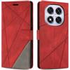 SONWO Cover per Redmi Note 14 PRO 5G / Redmi Note 14 PRO Plus 5G / Xiaomi Poco X7 5G, Flip Custodia in PU Pelle, Cover a Libro Portafoglio con Slot per Schede per Redmi Note 14 PRO 5G, Rosso