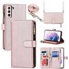 Cavor Cover Compatibile con Samsung Galaxy S21 Plus Custodia con Cordino,Flip Leder Portafoglio Custodia in Pelle,[9 Porta Carte][Magnetica] - Oro Rosa