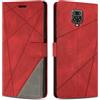 SONWO Cover per Redmi Note 9s / Redmi Note 9 PRO/Redmi Note 9 PRO Max, Flip Caso in PU Pelle Case Cover Custodia con Slot per Schede e Supporto Stand per Redmi Note 9s, Rosso