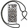 ZhuoFan Cordino Cover per iPhone 16 Plus 6,7'', Leopardata Modello Aesthetic PC Trasparente Case Corda Appesa Al Collo con Regolabile Laccio Antiurto AntiGraffio Custodia Telecamera Protettiva, 16