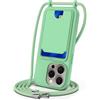 SLWYF Custodia per iPhone 13 Pro Max Cover con cordino regolabile, con porta carte, Silicone Antiurto TPU Regolabile Stylish custodia a tracolla per iPhone 13 Pro Max, Verde