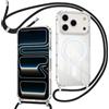 ZYIMOU Cover per iPhone 17 Pro Max Custodia con Cordino Compatibile con MagSafe, Custodia Trasparente Magnetica con Laccio Catena Potettiva Antiurto Case, Catena Nero