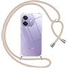 Pnakqil Cover per OPPO A40/OPPO A40m/OPPO A60 con Cordino, Trasparente Custodia con Laccio Tracolla Cellulare Girocollo Collana Protettiva per Oppo A40/OPPO A40m 6.67 Pollic, Khaki