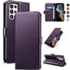 Yunubeyii Cover Libro per Samsung Galaxy S22 Ultra 5G - [Blocco RFID] Luxury PU Leather Portafoglio Card Holder Magnetic Phone Custodia con Kickstand, Cover Protettiva Antiurto, Viola