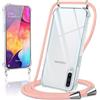 Coiwxmoi Cover per Samsung Galaxy A50 / A30S /A50s con Cordino 6,4,Trasparente Custodia con Laccio Tracolla Corda Catena Cinghia,Ultra Morbido Silicone TPU Antiurto Case, Oro Rosa