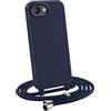 MyGadget Cover con Cordino per iPhone 16E - Custodia con Corda - Case Opaca Antiurto | Bumper con Laccio | Tracolla - Practical Stylish - Blu Scuro