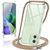 Coiwxmoi Cover per Motorola Moto G54 5G con Cordino 6,5,Trasparente Custodia con Laccio Tracolla Corda Catena Cinghia,Ultra Morbido Silicone TPU Antiurto Case, Giallo