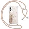 Yoedge Cover con Cordino per Samsung Galaxy A32 5G 6,5,Trasparente Aesthetic Disegni Marble Custodia con Collana Tracolla Laccio, Sottile TPU Silicone + PC Antiurto Protettiva Case per Samsung A32,03