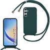 FERLAN Cover compatibile con Samsung Galaxy A55 5G,Custodia con Laccio Collana Tracolla Collo Liquido Silicone Antiurto TPU Antiurto AntiGraffio Protettiva Case,Verde scuro