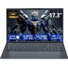KAQIMOCI PC Portatile 17,3 pollici, 13a Gen Twin Lake N150 (fino a 3,6 GHz), RAM 16 GB SSD 512 GB Notebook, Win 11 Pro Laptop Tastiera completamente retroilluminata Computer Portatile Webcam Touchpad Scheda TF