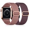 Easuny Cinturino Elastico Compatibile con Cinturino Apple Watch 42mm 44mm 45mm 46mm 49mm, Banda Nylon Morbida Regolabile per iWatch Series 11 10 9 8 7 6 5 4 3 2 1 SE Ultra Donne Uomini,Fumo Viola/Rosa