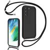 Coalbooliy Cover per Samsung Galaxy S21 FE（5G） 6,4 con Cordino per Cellulare, Custodia Silicone con Regolabile Collana Sottile Morbida Case Protezione della fotocamera Antiurto con Necklace, Nero